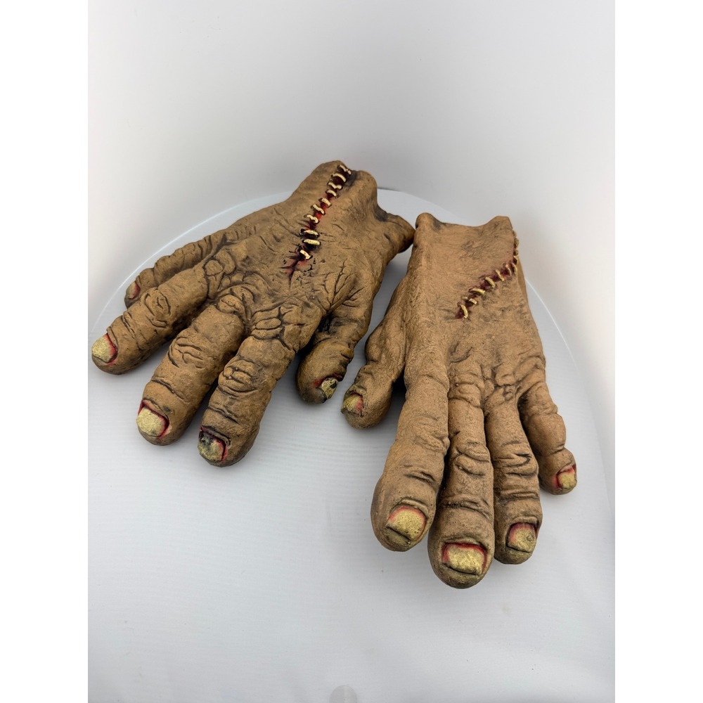 Vintage Stitched Monster Latex Hands Costume Gloves Halloween Frankenstein